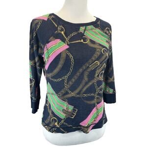 Ralph Lauren LRL Women's Lightweight Equestrian Waffle Weave Pullover Top Size M